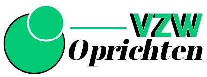 Groen en zwart logo met de tekst "VZW Oprichten" en geometrisch ontwerp.