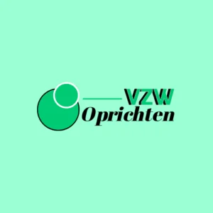 Logo met een groene cirkel en de tekst: "VZW Oprichten" op een lichtgroene achtergrond.